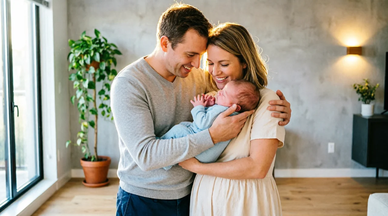 Married parents with newborn child representing legal parental rights