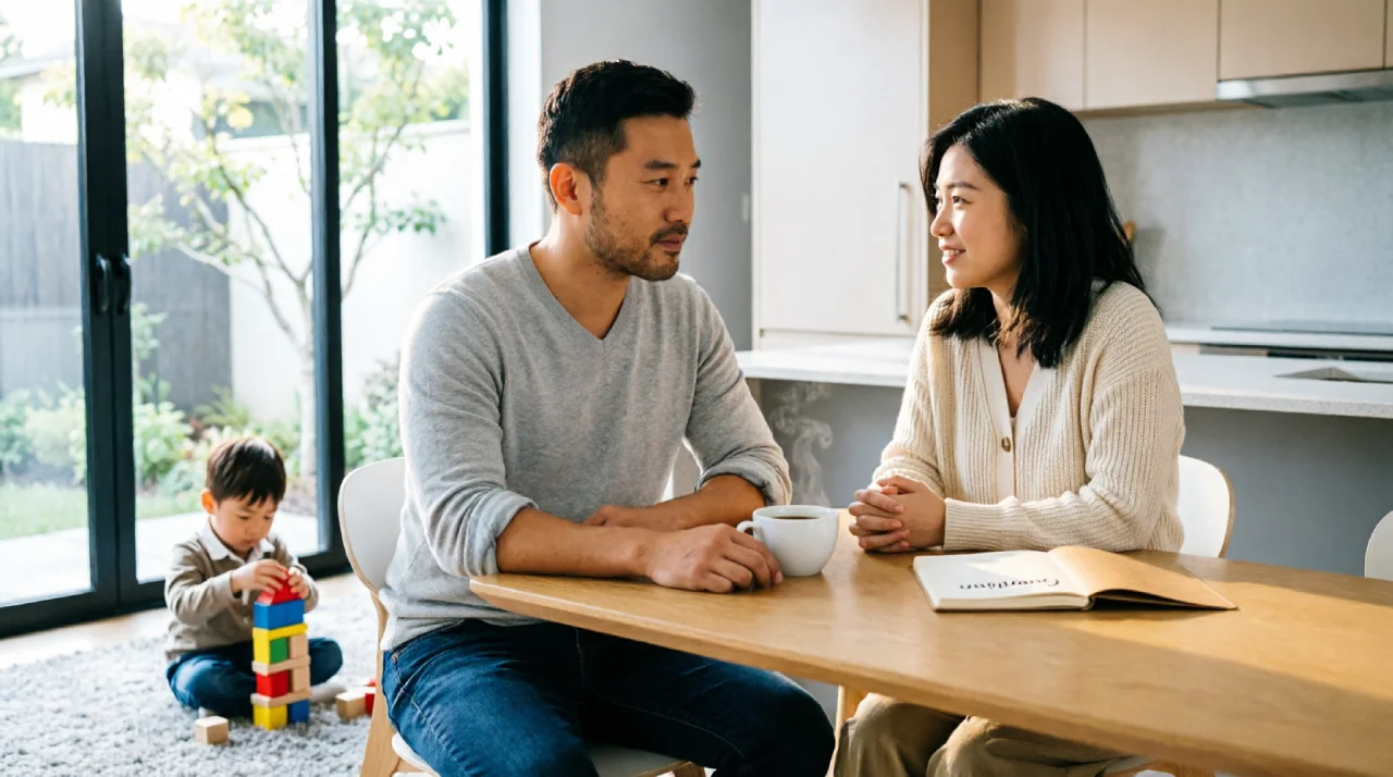 A single dad talking to his sister about naming her as guardian for his child in his will.