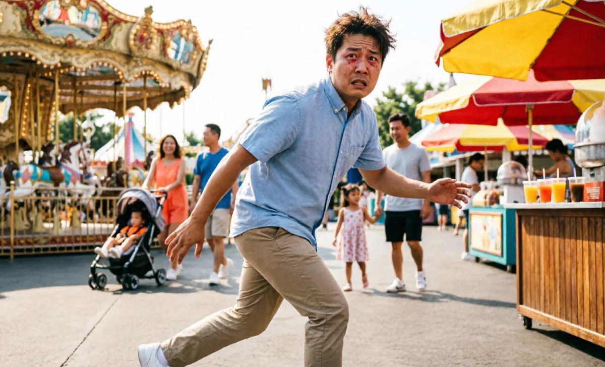 Panicked dad searching for son at theme park — later bought the best theme park tracker to prevent losing him again.
