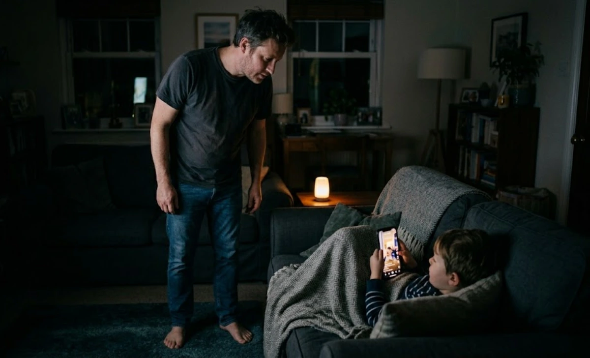 Tired dad discovers son using TikTok late at night, comparing parental controls vs router