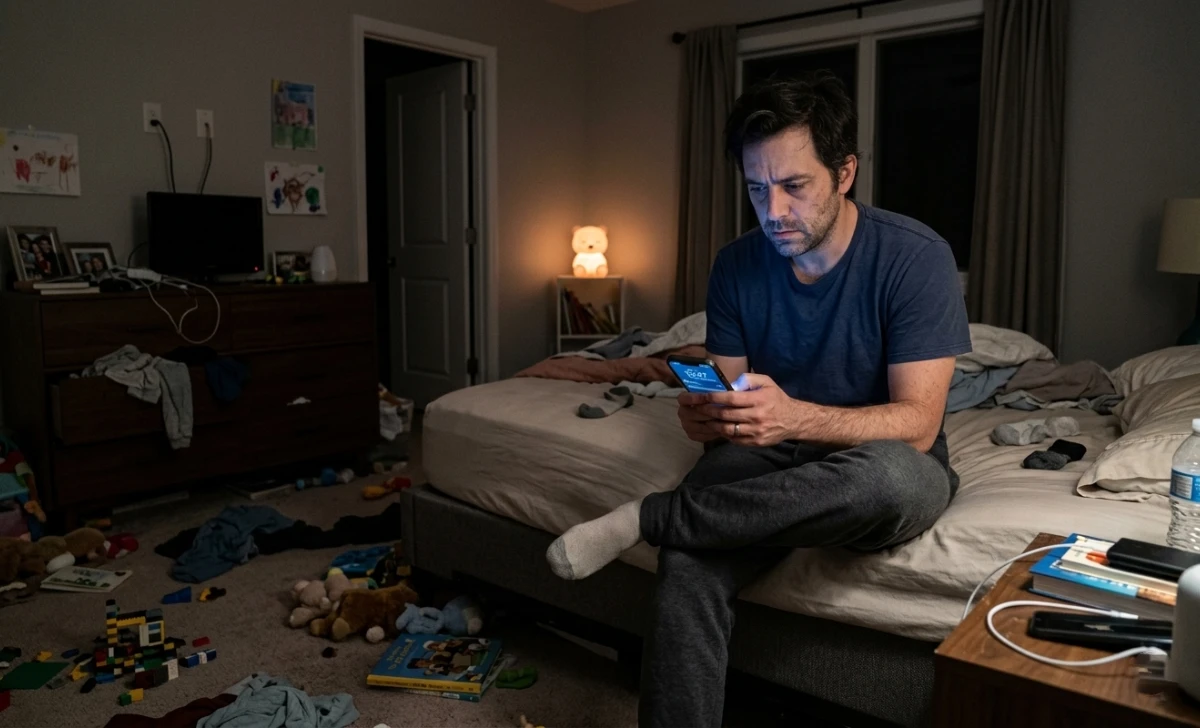 Dad looking stressed on Sunday evening – job ruining his dad life
